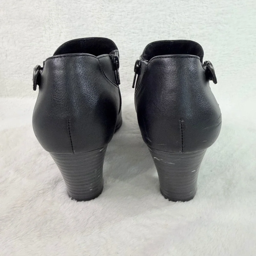 Croft & Barrow Ankle Boots Womens 8.5 Black Good Buckle Zip Ortholite Booties